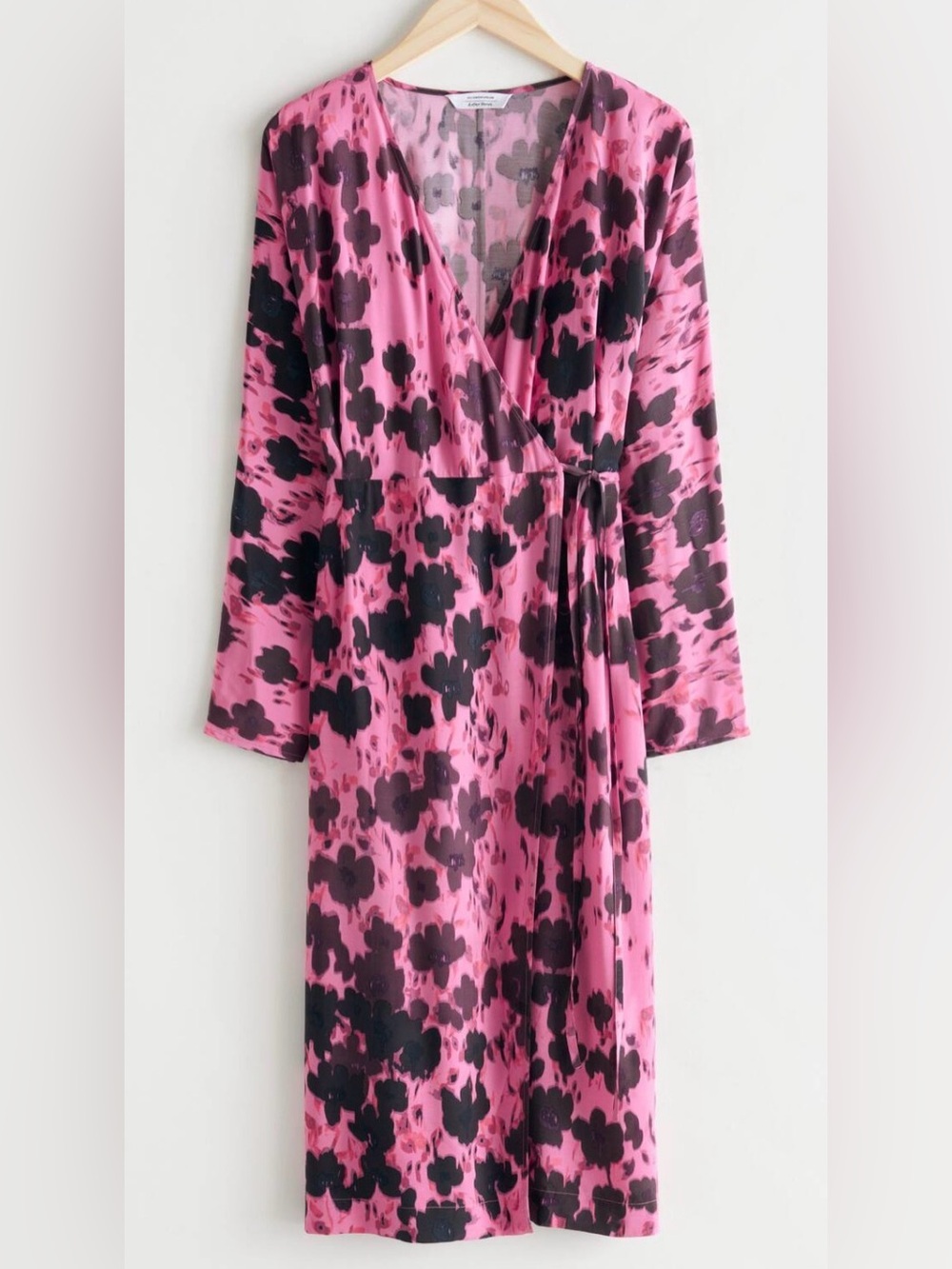 & Other Stories Pink Floral Oversized Midi Wrap Dress US 2 NWT Cottagecore